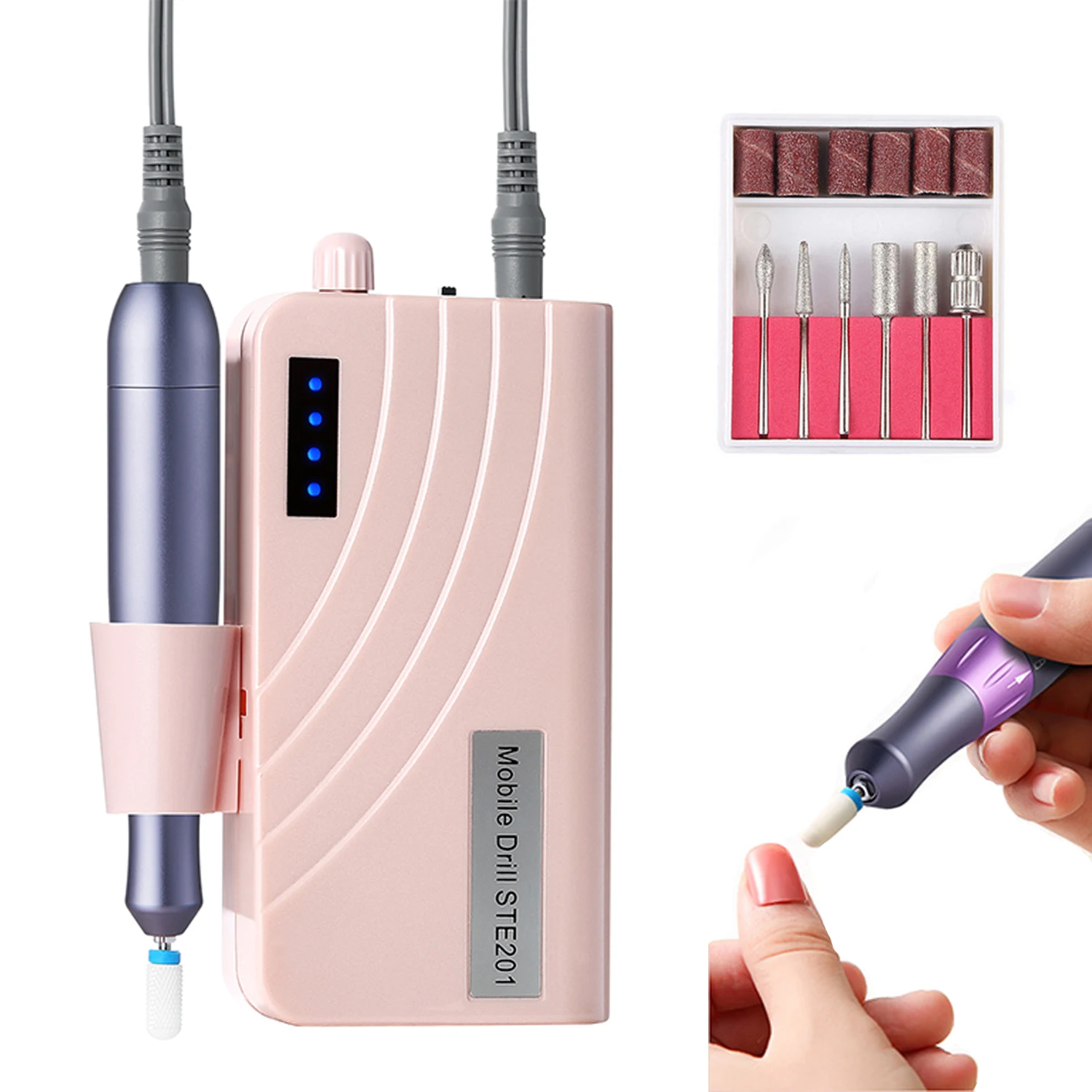 

Portable Nail Drill Machine Rechargeable Electric Nail File Manicure Machine Set Electric Nail Sander Milling Cutter For Manicur