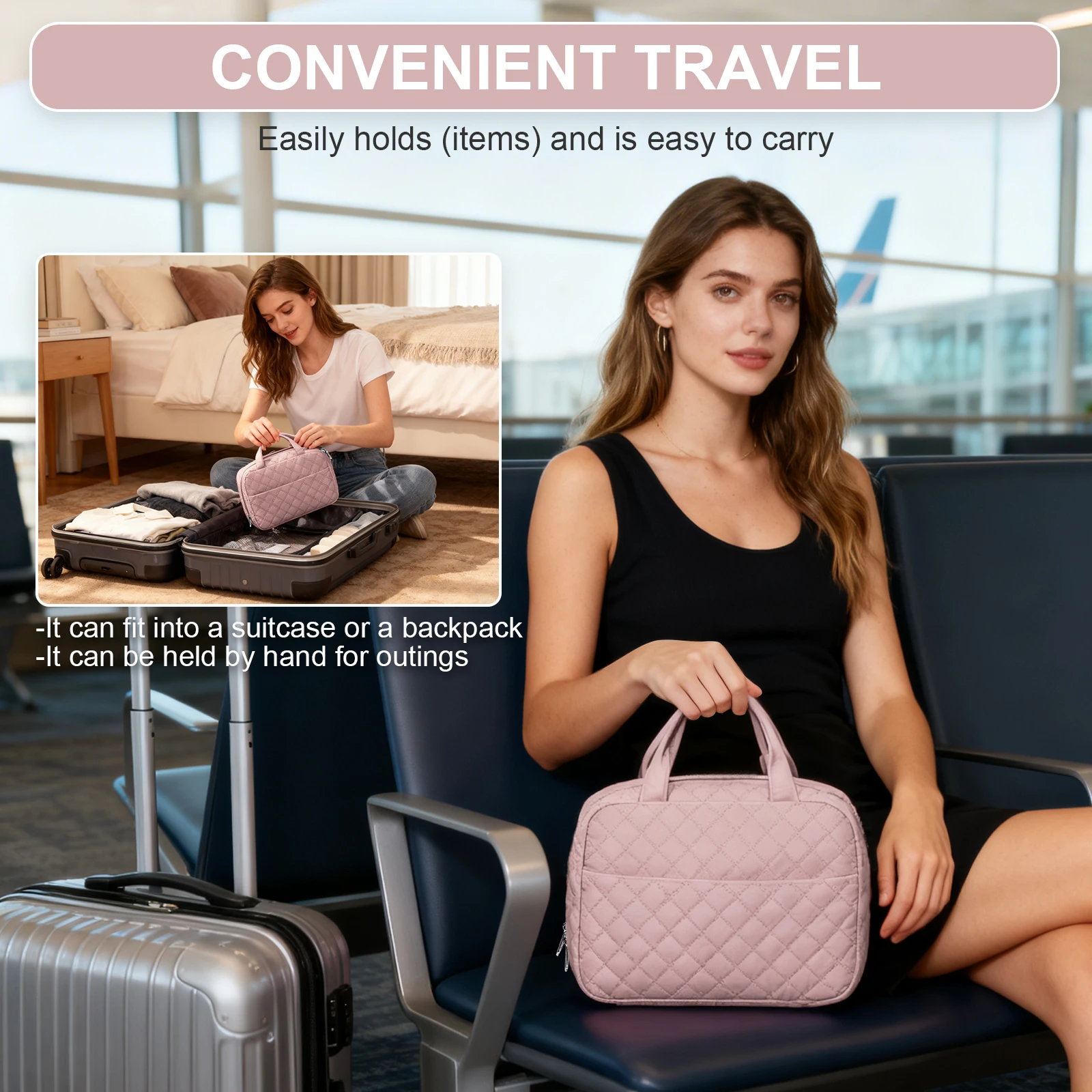 Portable Cosmetic Storage Bag，Makeup Bag Cosmetics Storage Kit Large Capacity Travel Toiletry Bag Makeup Bag Ins Advanced Sense