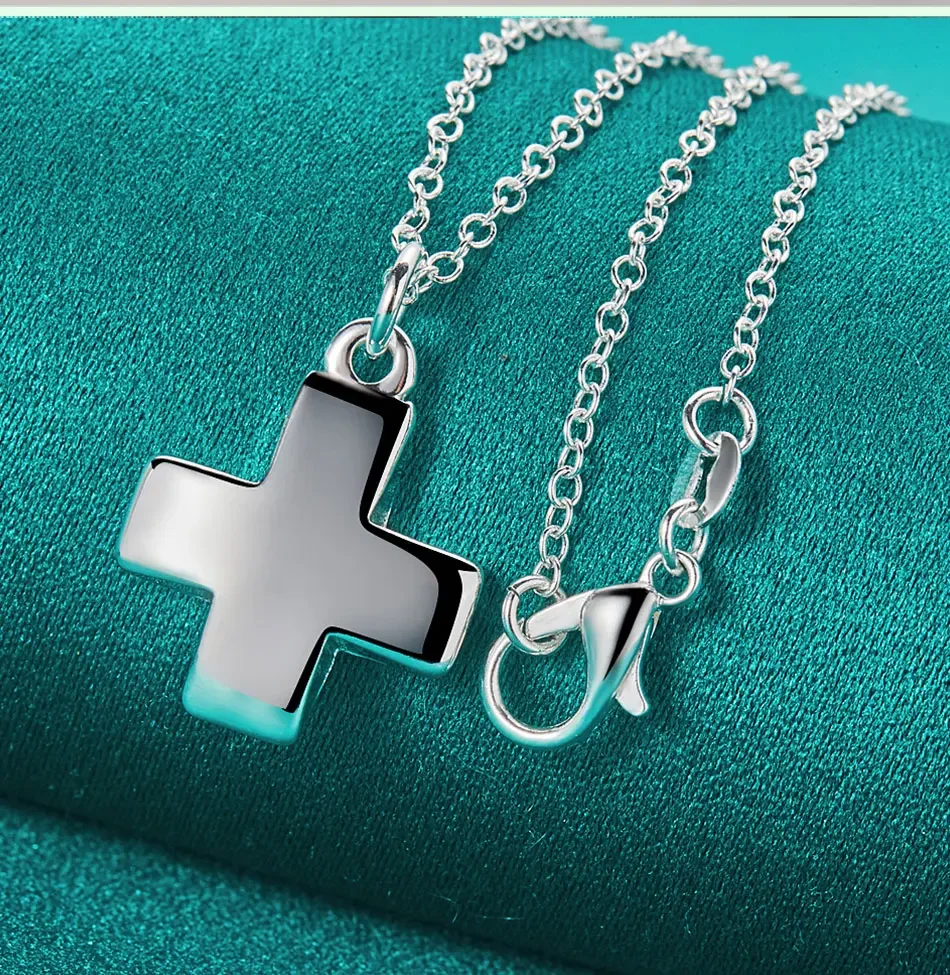 SHSTONE Halskette aus 925er-Sterlingsilber, massiver Kreuz-Anhänger, 40,6–76,2 cm, Kette, Halsketten, Damenmode, Hochzeit, Party, Geburtstag, Schmuck – Detail 3