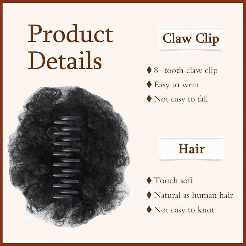 LUPU Afro Puff  Claw Clip Ponytail Kinky Curly Bun Hair Synthetic Short Extensions Hairpieces Updo Hair for Black Women Girls