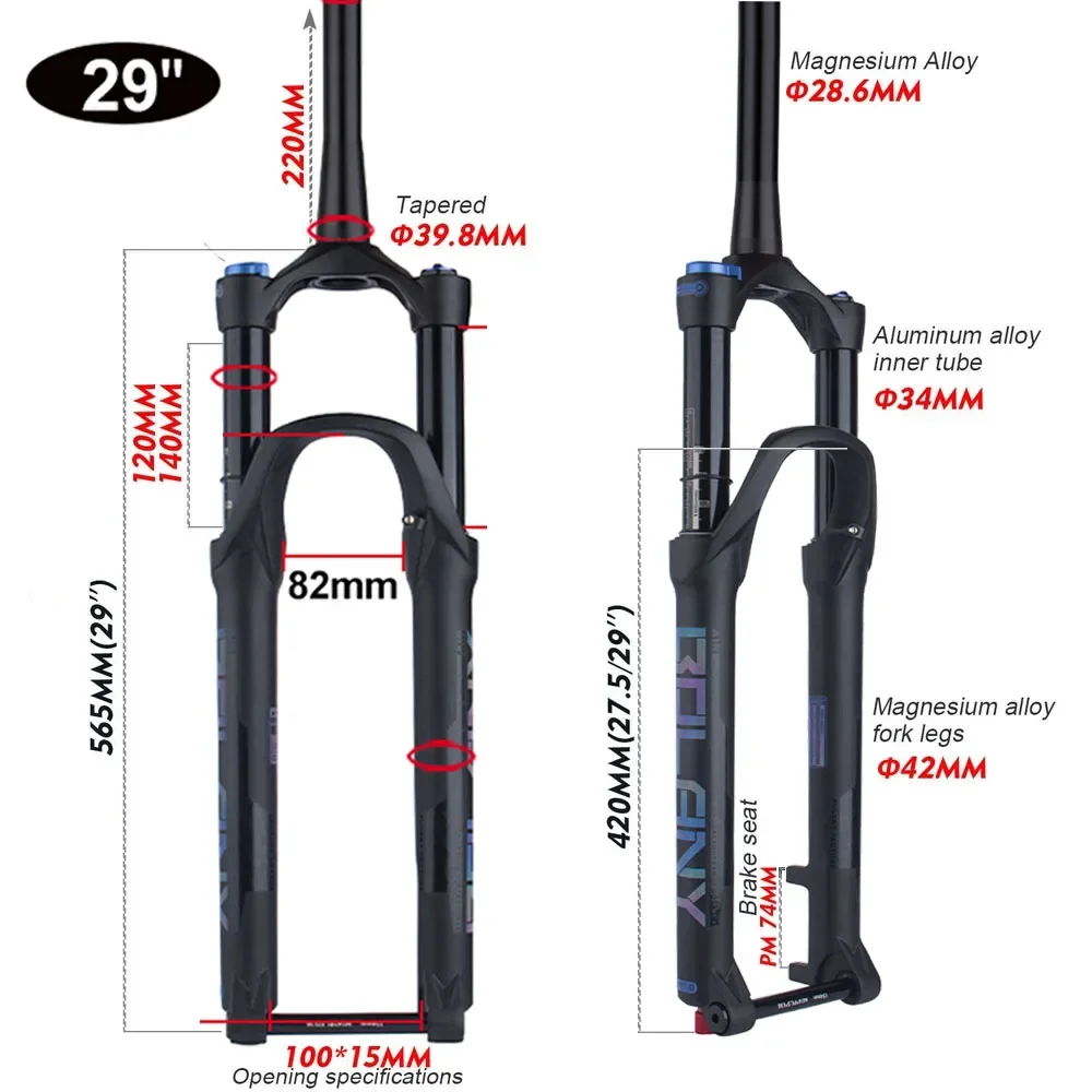 29 Inch Mtb Bicycle Air Suspension Forks Thru Axle 100mm