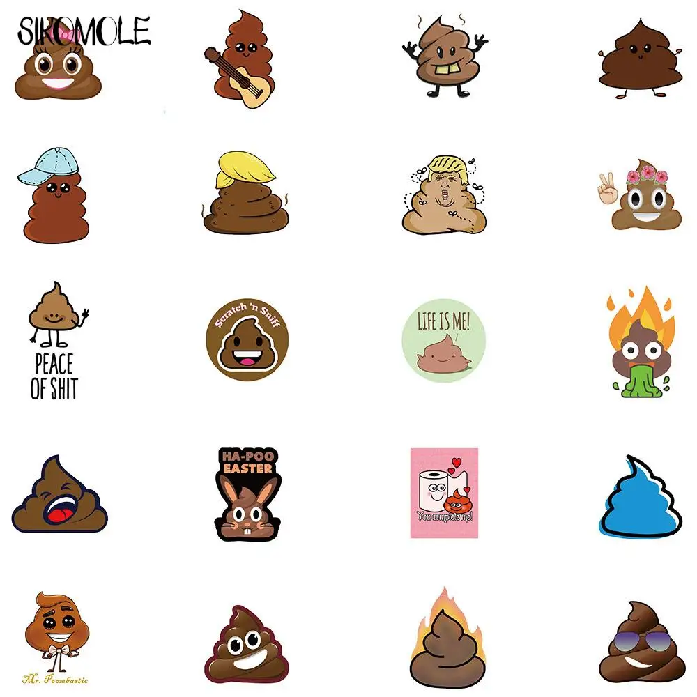 10/30/60PCS Cartoon Poop Spoof Personality Decoration Graffiti Stickers Kawaii DIY Skateboard Laptop Decals Children Sticker F5 cartoon stickers decorative stickers kawaii stickers graffiti stickers