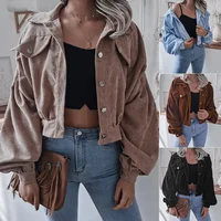 Autumn/Winter Long Sleeve Corduroy Casual Short Jacket Women's Clothing Amazon Best Seller Cross-Border Style Loose Fit