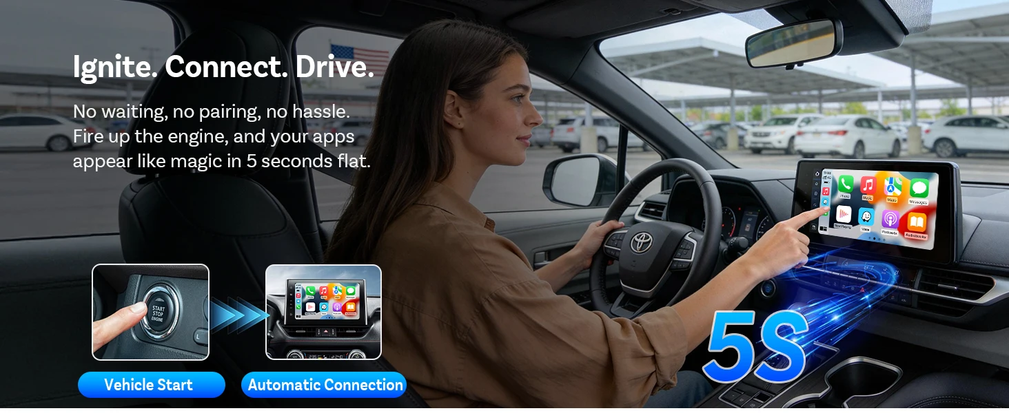 Ottocast Mini Core Kabelloser CarPlay & Android Auto Adapter 2-in-1 Schnellverbindungs-Dongle Plug & Play USB Auto-Reconnect WiFi 6 BT5.4 – Detail 7