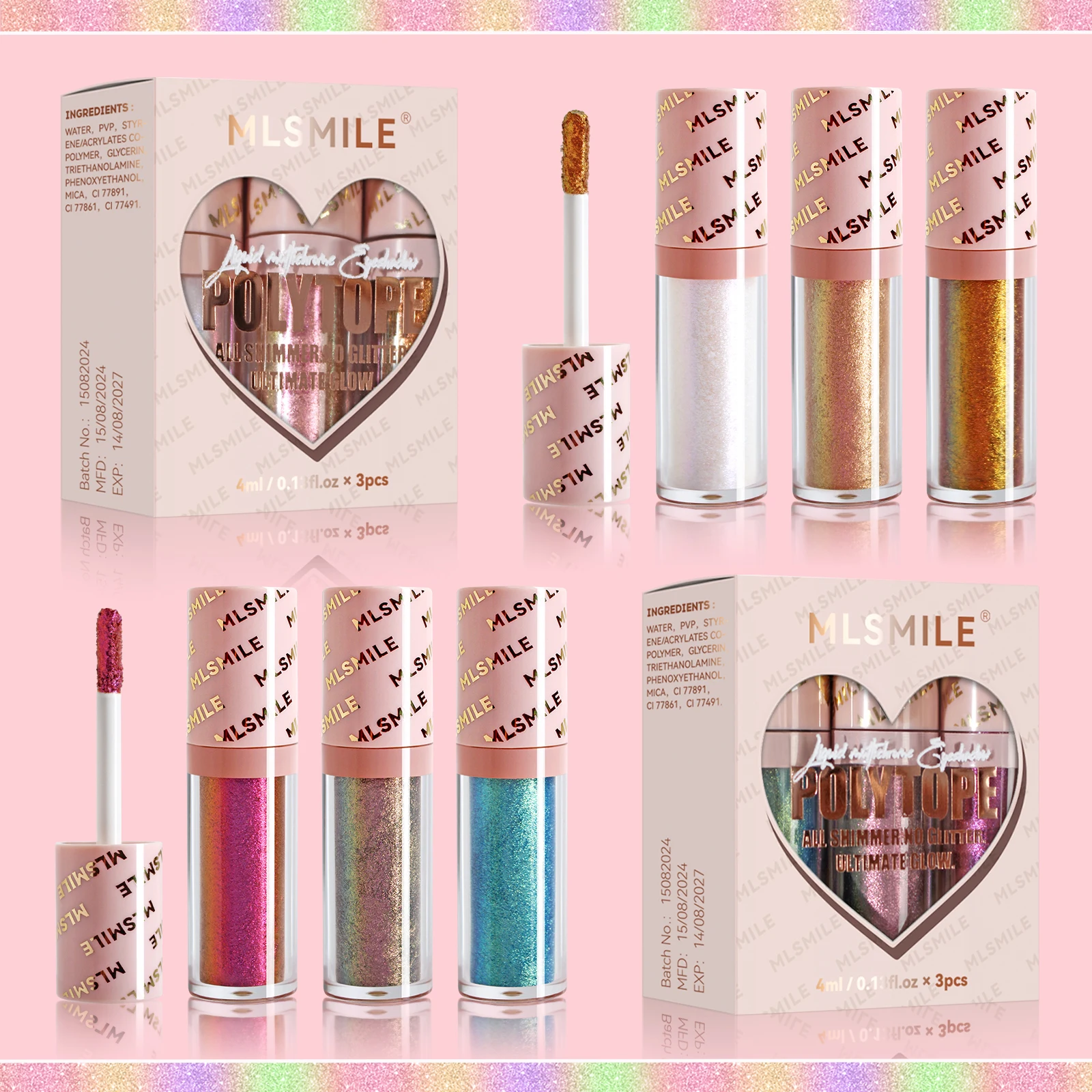 MLSMILE 3-piece liquid chameleon dragon eye shadow set, long-lasting glittery multicolor eye shadow makeup set. 2