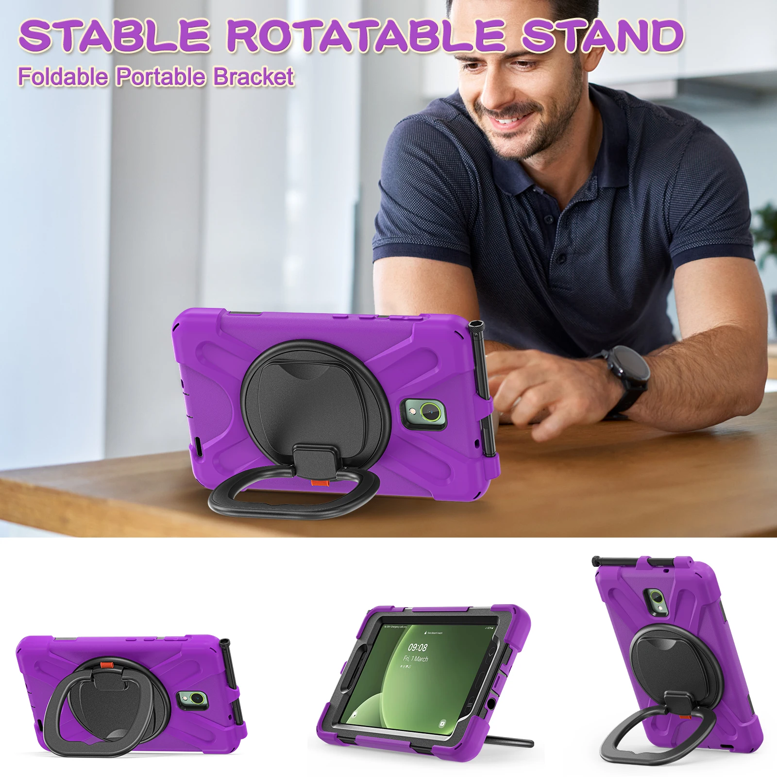 Rugged Tablet Case with 360° Rotatable Handle Grip