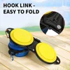 1-piece 2-in-1 foldable dual bowl feeding bowl portable outdoor travel dog and cat drinking bowl 3