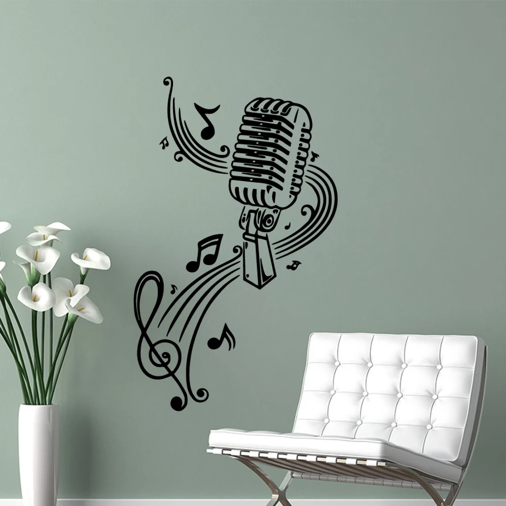 GORGECRAFT Pvc Muursticker Muzieknotities Muurstickers Zwarte Muziekinstrumenten Muur Decor Verwijderbare Gitaar Piano DJ Hoofd Telefoon Drums