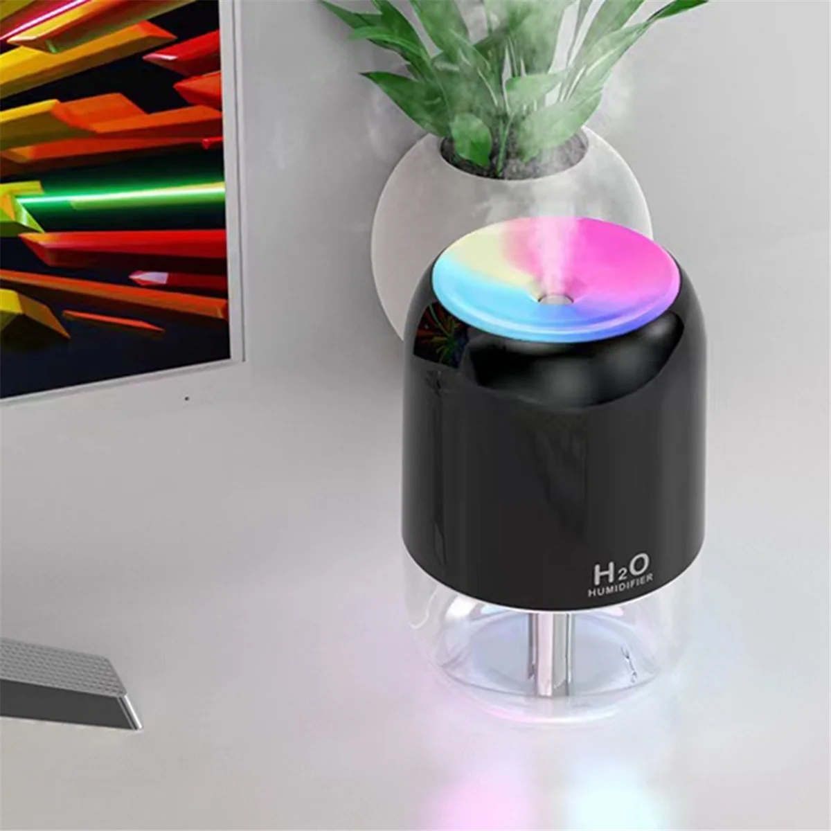 USB Air Humidifier Atmosphere Light Fragrance Intelligent Spray Colorful Aromatherapy Diffuser Humidifier for Car Home-C 5