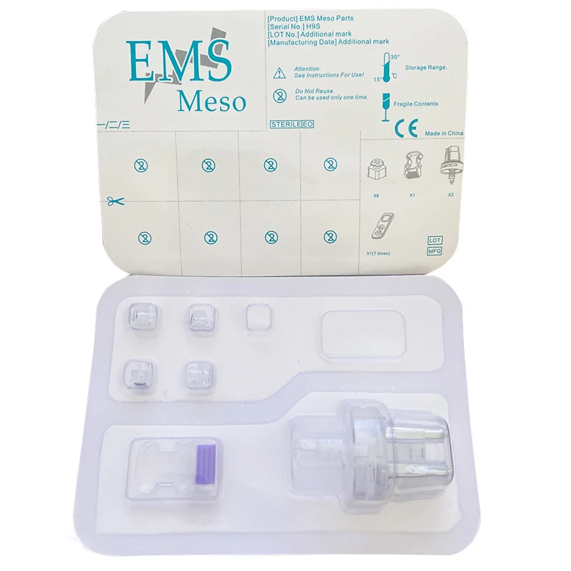 EMS Monocrystalline Silicon Chip Replacement Head 1 Set For Injector Mesotherapy Gun Needle Free Injection Moisturizing Mesogun