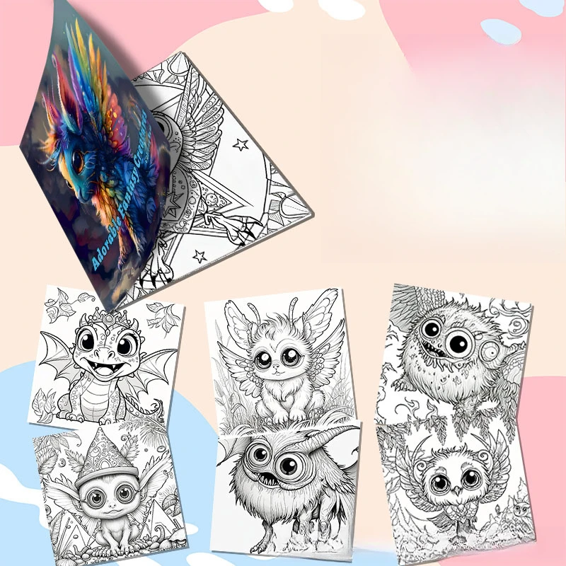 A Bold and Simple Decompression Creative Cute Fantasy Creature Coloring Book Featuring Cartoon Cute Creatures 3