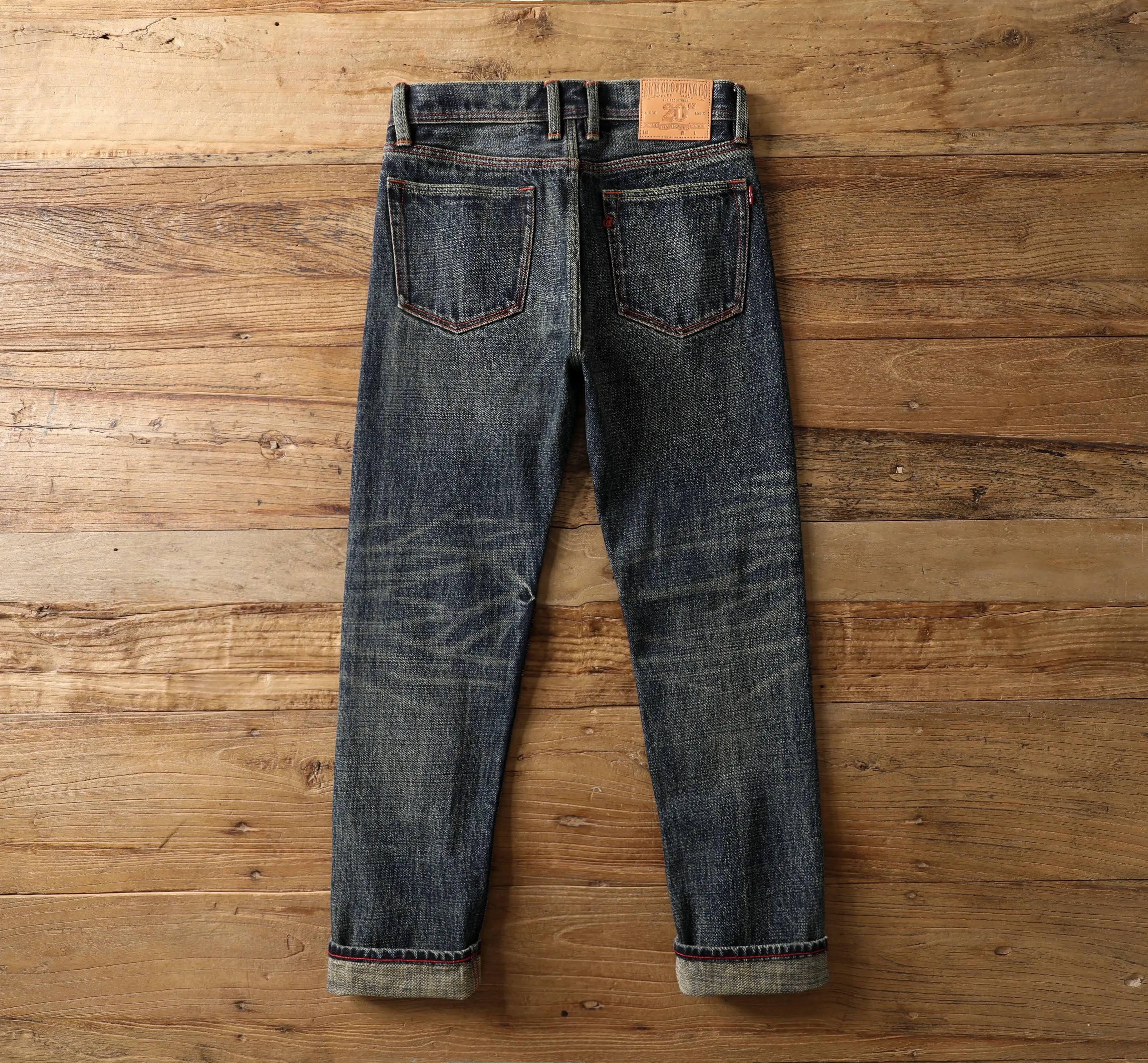 20oz Red Selvedge Washed Denim Jeans for Men Autumn Heavyweight Tough 100% Cotton Standard Straight Pants American Vintage 501 5