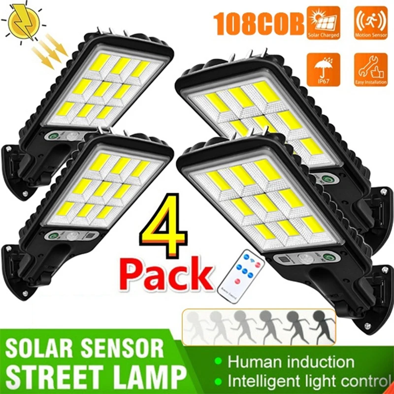 Solar Street Lights Outdoor 4500W Solar Lamp With 3 Light Mode Waterproof PIR Motion Sensor Security Lamp for Garden Path Yard