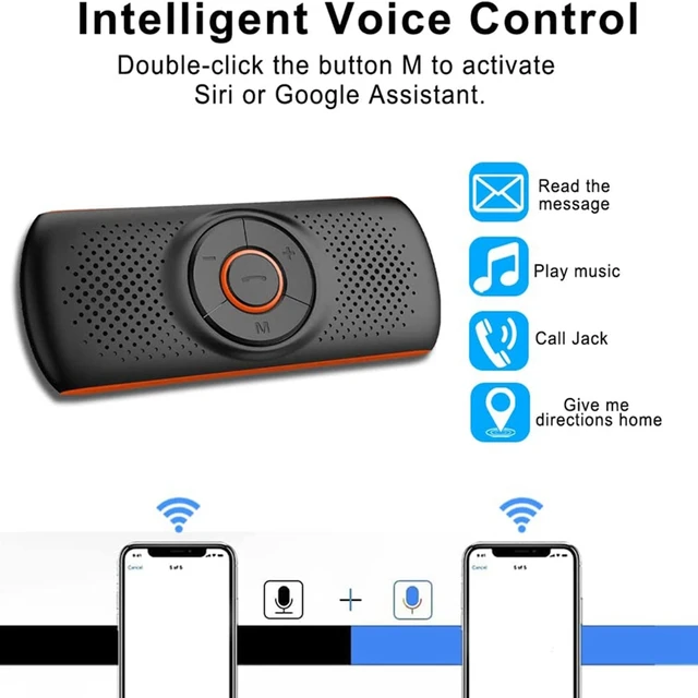 Siri-Altavoz Bluetooth para coche, reproductor de música con Clip
