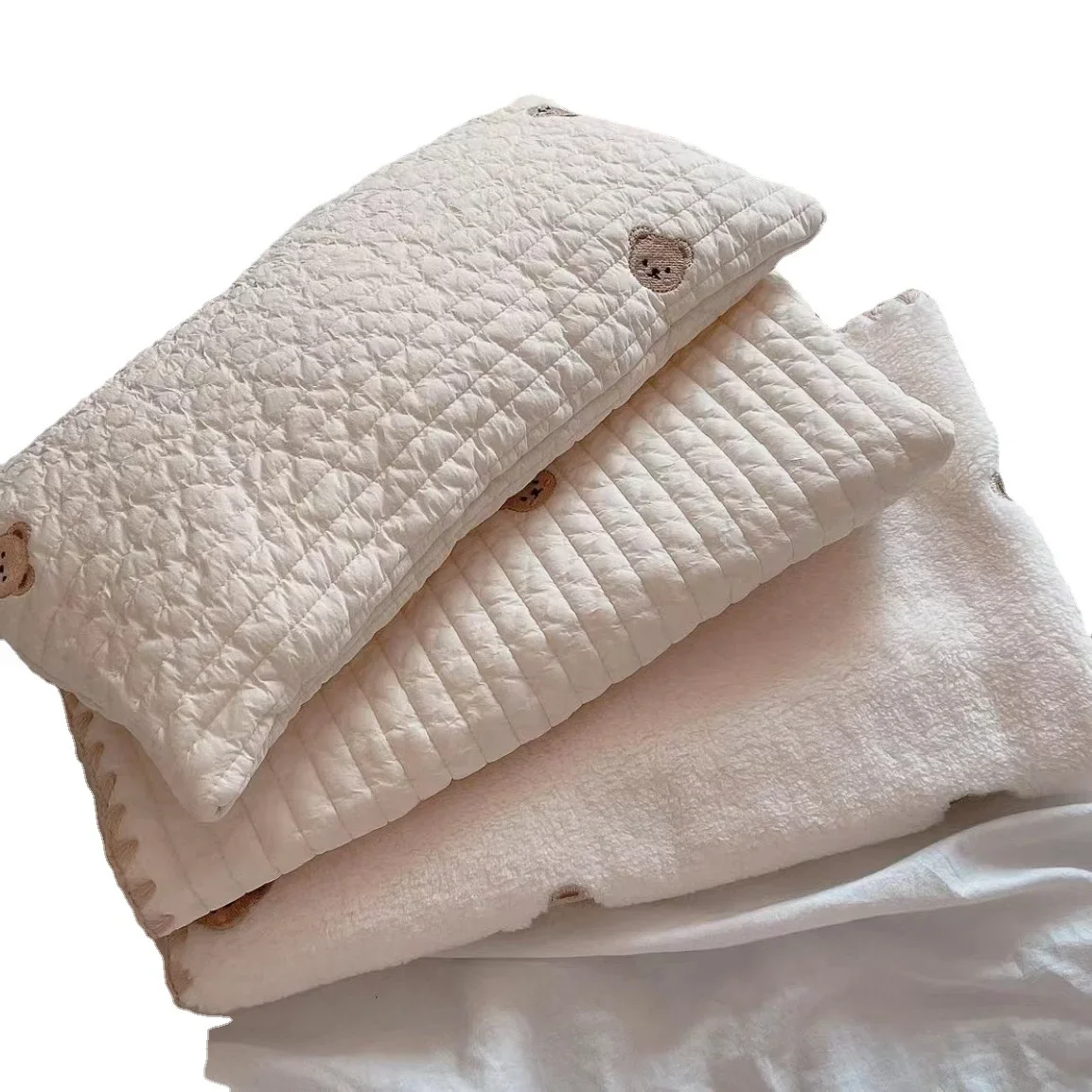 Cute Bear Dog Bed Three-piece Suit Pillow Blanket Sheet Washable Dog Cat House Sofa Cushion Puppy Mattresses Sleeping Mat pet bed