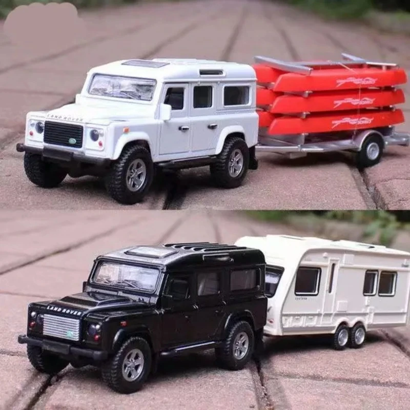 

1:32 Alloy Truck Transport Car Vehicles Model Diecasts Sound And Light Toy Travel Touring Car Yacht Trailer Car Model Kids Gifts