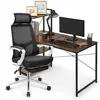 Mesh Gaming Desk Chair Set with Bookshelf Z-Shaped Modern Office Desk and Chair Easy to Assemble Sturdy Steel Frame Adjustable 1