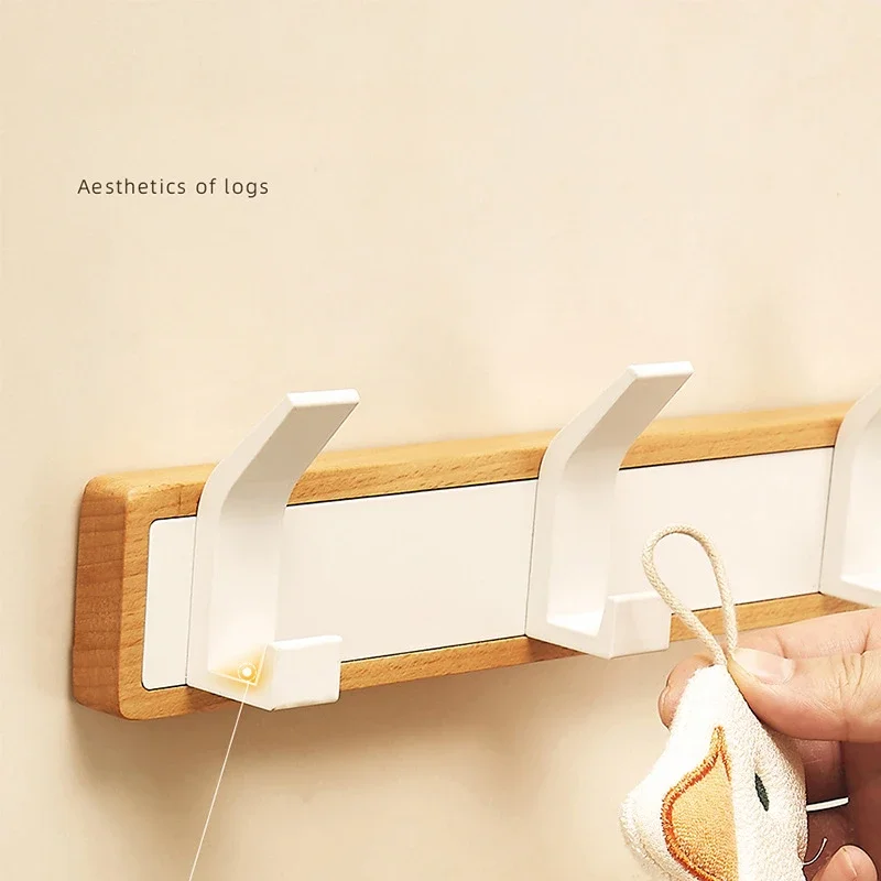Solid Wood Wall Mounted Hangers for Bathroom, Coat Hooks, Keys, Hats, Robe, Towels, Bags, Storage Hook, Save Space 4