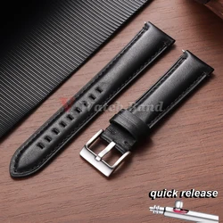 Vintage Brown Cowhide Leather Quick Release Watch Strap - Luxe Accessory Collection - 22mm (Black)