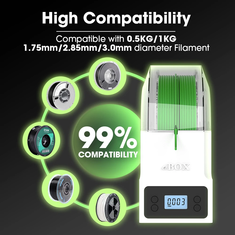 Filamento Secador Caixa Pla Mais Petg Tpu 95a Caixa de Armazenamento Suporte Eva Kit Acessórios de Impressão 3d Esun3d - Imagem 4
