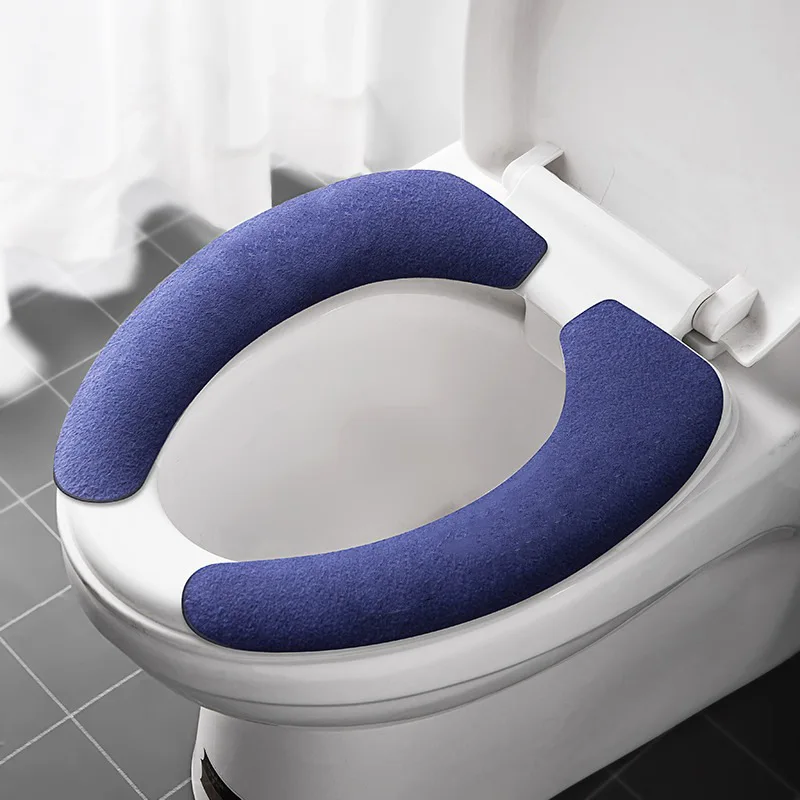 Blue Navy Plush Fleece Fabric COVER Toilet Seat Lid or Tank Top or Toilet Seat Lid and Tank Top 