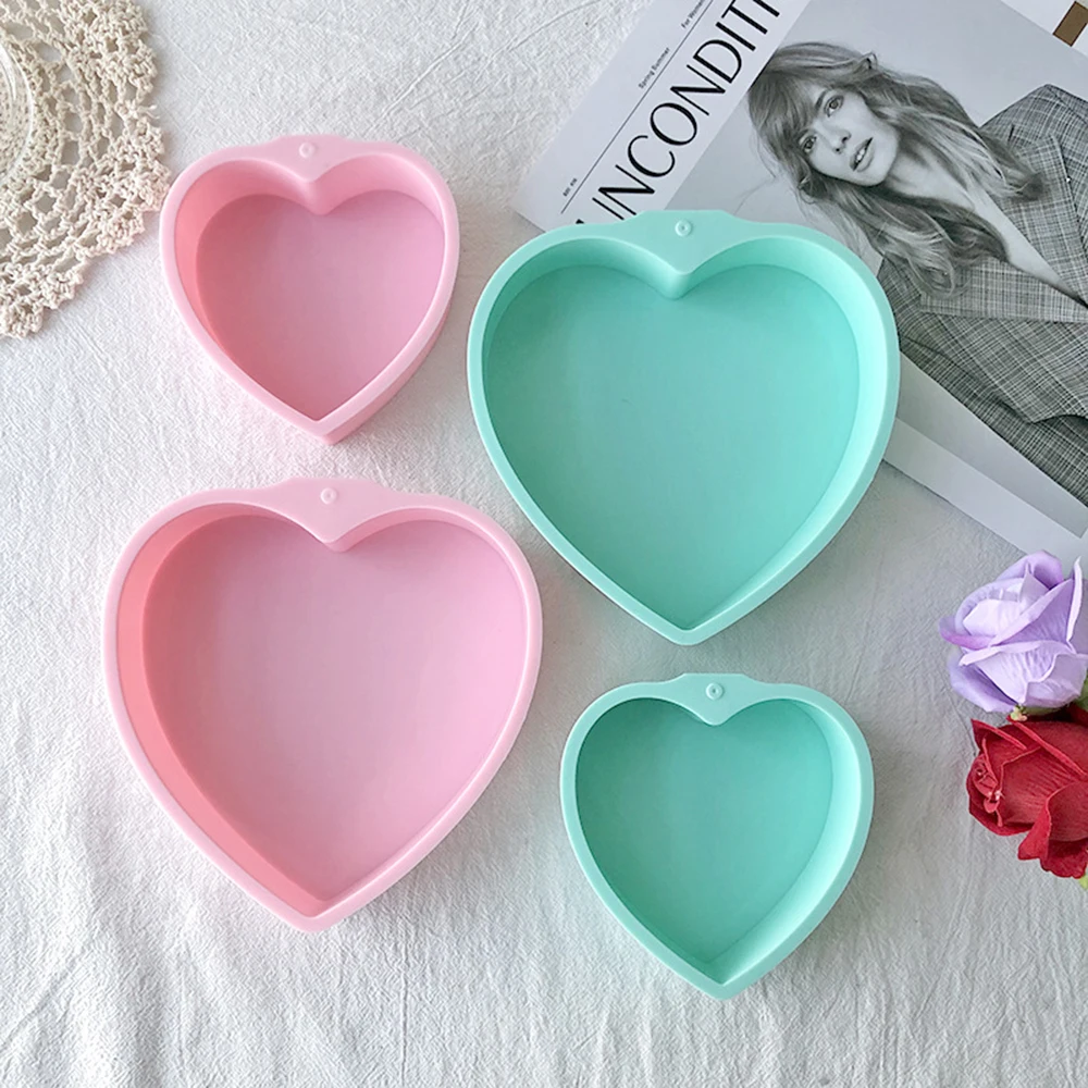 Heart Shaped Silicone Cake Mold Love Cake Silicone Mold 4 6 8 Inch Heart Mousse Chocolate Cakes Mould For Valentine's Day