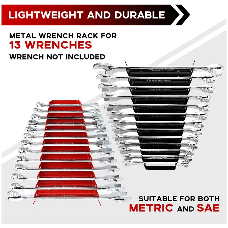 Metal Wrench Organizer Wall-Mounted Storage Solutions for Wrench 2 Piece 1 Red & 1Black