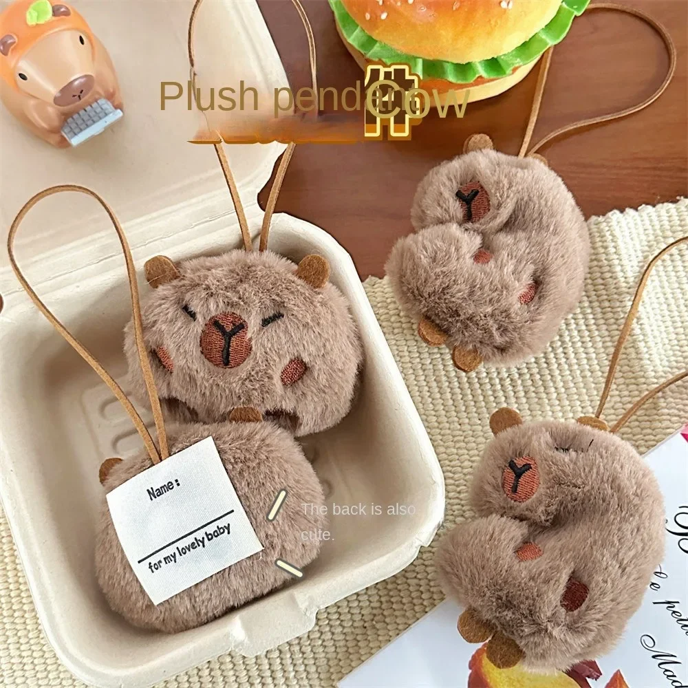 Cute Plush Capybara Keychain Cartoon Bag Pendant Capybara Doll Brooch Fluffty Animal Doll Key Ring Pendant Men Women Image 9
