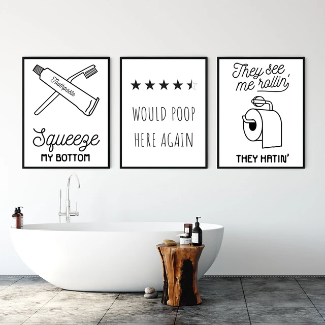 Bathroom Prints Wall Art Poster Funny Humour Home Toilet Pictures Modern  Minimal