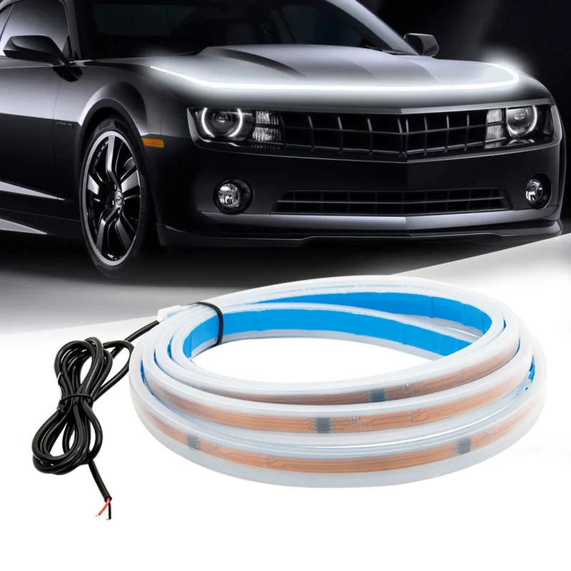 Dynamic LED Car Hood Decorative Lights Daytime Running Light Scan Starting DRL Auto Engine Hood