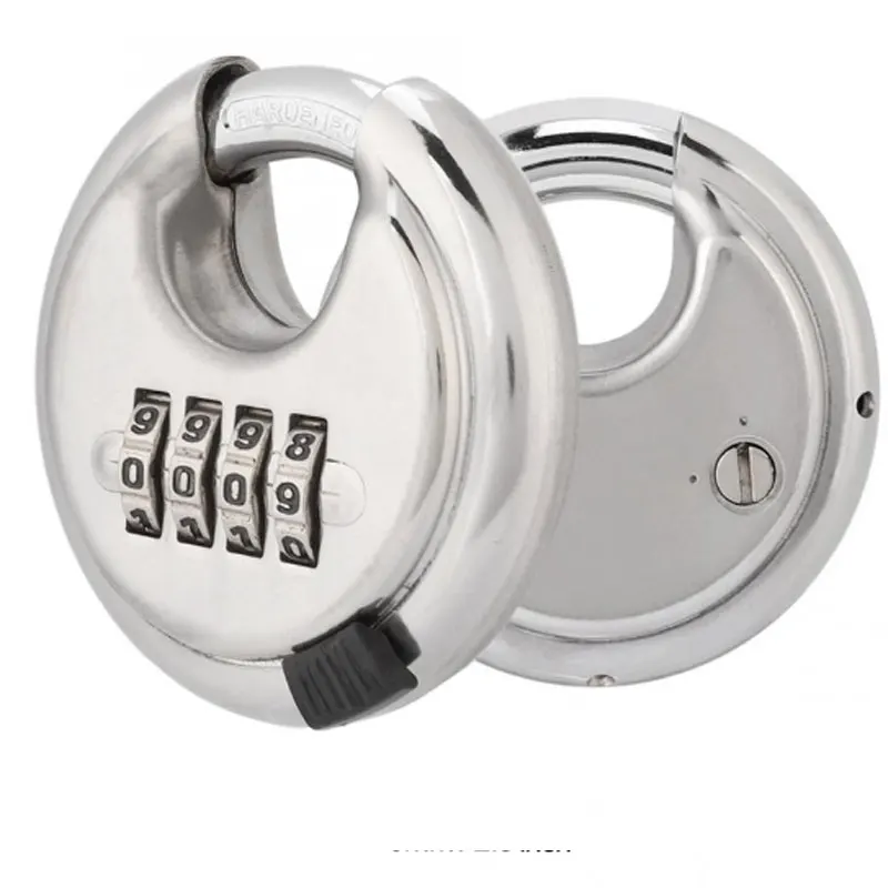 

Stainless steel weatherproof and rustproof warehouse outdoor portable gate lock big discus 4-digit password padlock