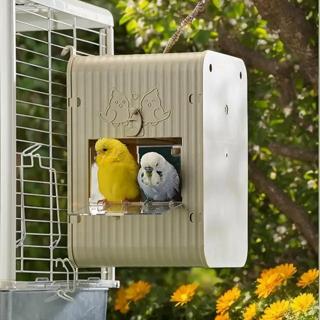 Bird House For Cage Conure Nesting Box Visual Spacious Parrot Shelter Built-in Ladder For Nature Conservation Sparrow Feeding 1