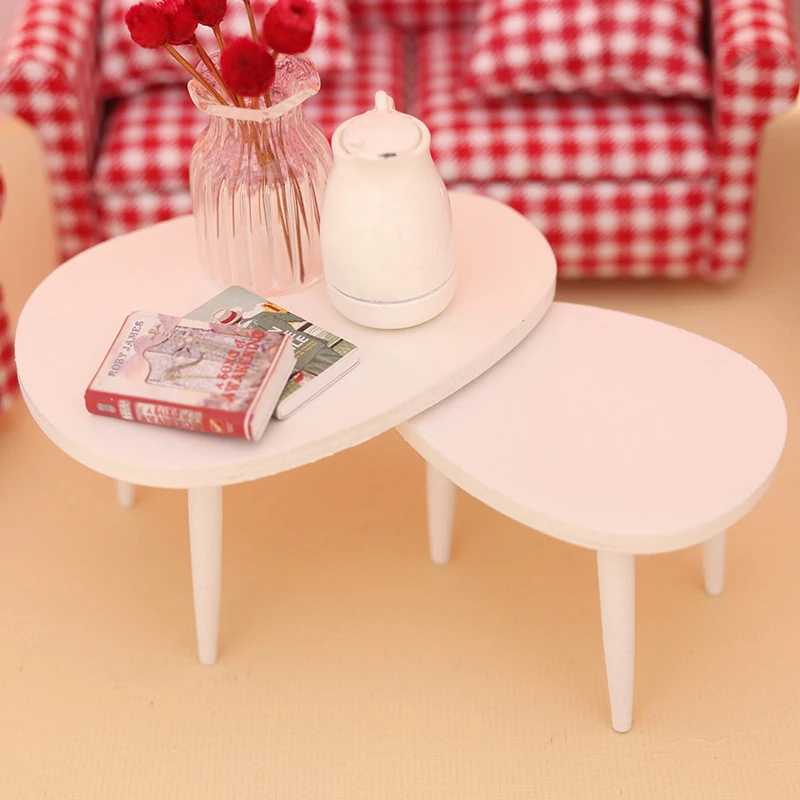 

1:12 Dollhouse Miniature Table Triangle Coffee Table Computer Desk White Tea Table End Table Living Room Furniture Model Decor