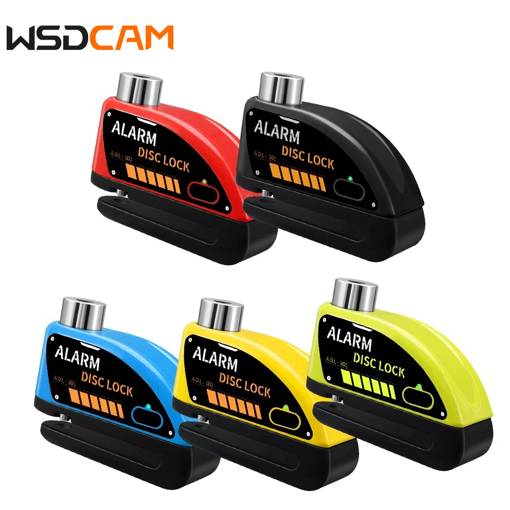 Wsdcam Wheel Disc Lock Brake Alarm Aluminum Alloy 130dB Anti Theft Bicycle Lock Rechargeable Padlock Pin 7mm