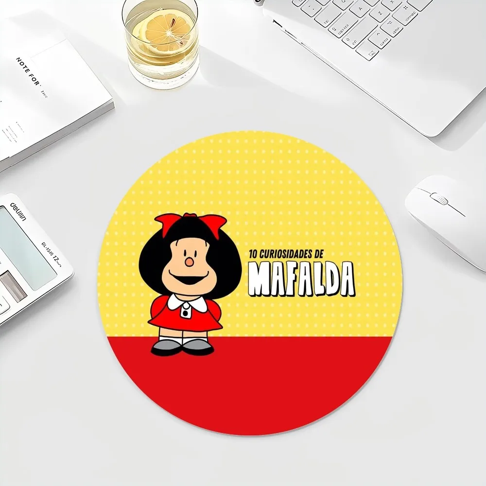 Mafalda Small Round Office Student Gaming Thickened Writing Pad Non-slip Cushion Mouse Pad Padmouse Desk Play Mats 3