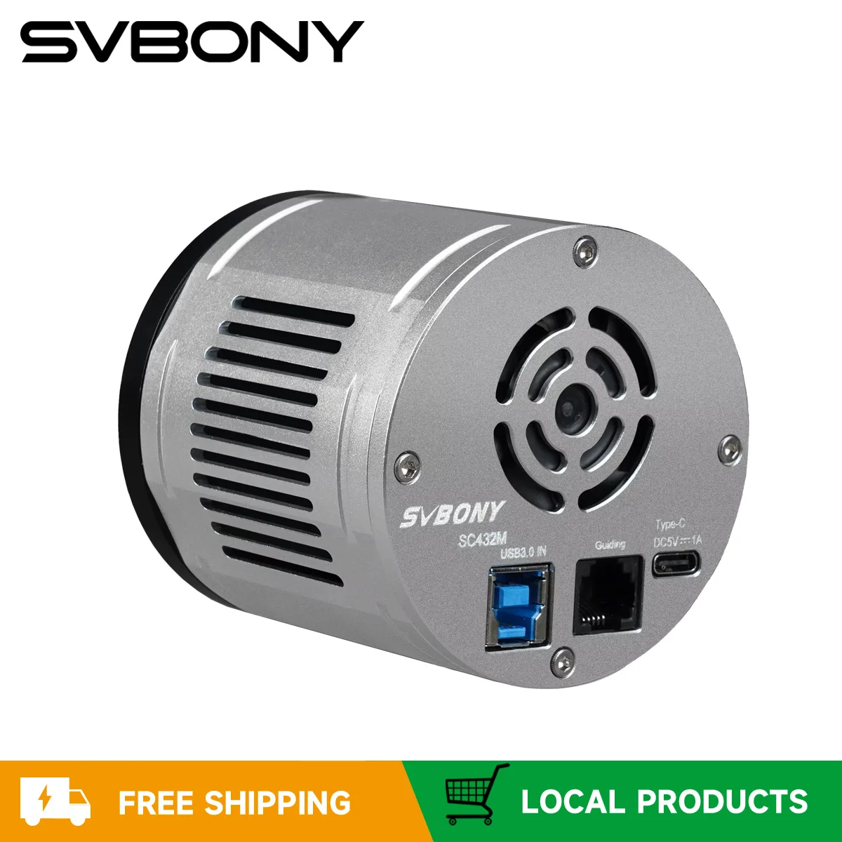 Svbony SC432M Câmera Planetária Monocromática com Obturador Global, Resfriamento por Ventoinha, Pixel Grande e Modo HCG para Astrofotografia Planetária