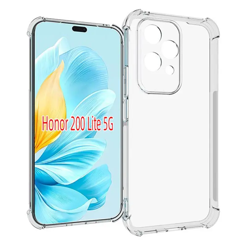 Four-Corners Shockproof TPU Case for Honor 200 Lite Protective Cover Transparent Capa Frame Fundas Coque