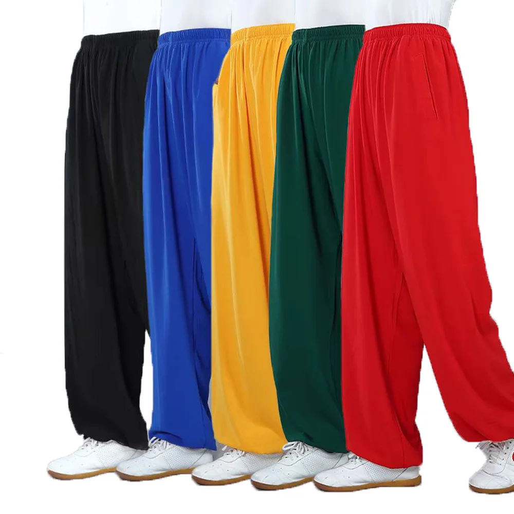 High Quality High-grade Practice Bloomers Kung Fu Martial Arts Side Pocket Morning Exercise Pants Tai Chi Trousers