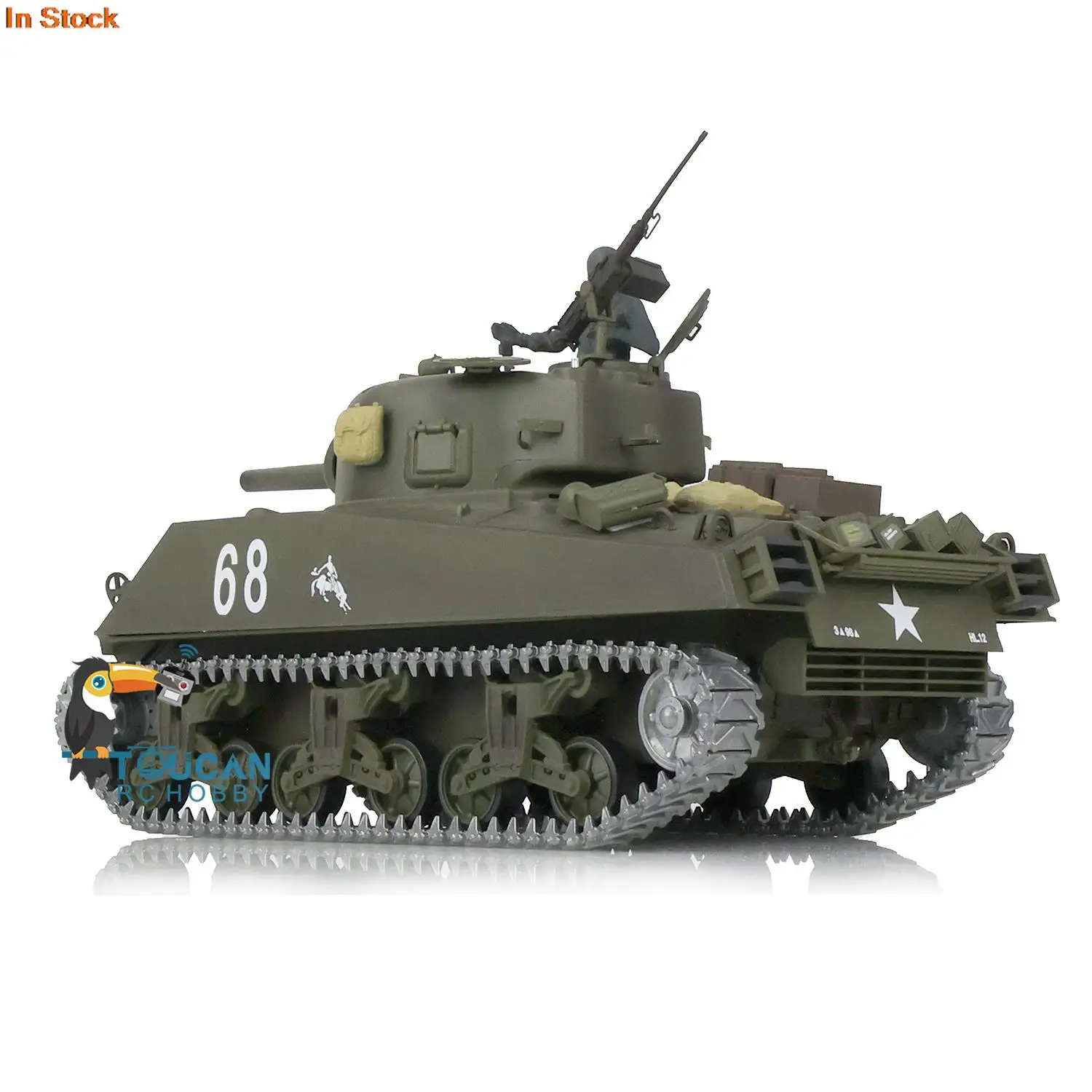 2.4G HENG LONG 1/16 7.0 Upgraded M4A3 Sherman RTR RC Tank 3898 Metal Tracks TH17671-SMT4 5
