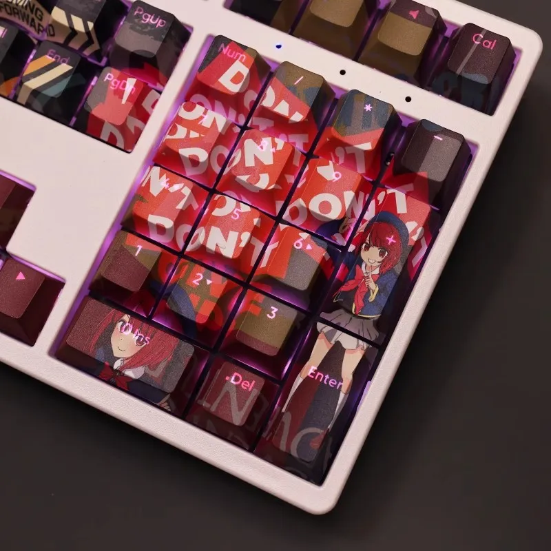 Anime Gaming Keycaps Grupo 108 Chaves Conjunto Oshi no ko Arima Kana Pbt Tintura Subbed Backlit Ansi 61 87 104 108 - Imagem 6