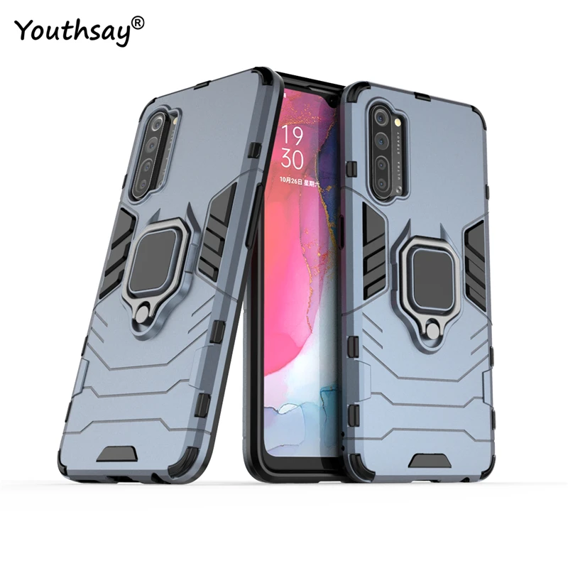 Enhanced Protective Armor Case with Finger Ring Stand and Robot Design