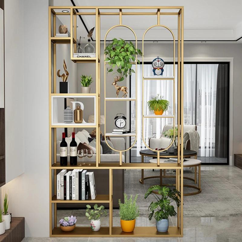 Indoor-Metal-Partition-Storage-Racks-divis-rias-telas-douradas-e-pretas.jpg