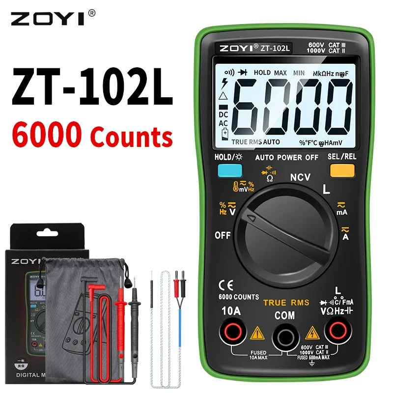 Digital Multimeter 6000 Counts Electrical Tester Transistor Meter Auto-range AC/DC Voltage Process Calibrator digital multimeter,multimeter tester
