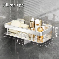 Aluminum Alloy No-Drill Bathroom & Kitchen Storage Organizer Shelf (Styleb-Silvery-1PC)