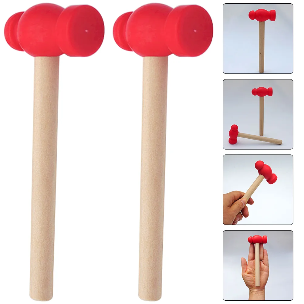 

2 Pcs Toy Wooden Hammer Baby Children's Toys Babydoll Accessories for Toddlers Hammers