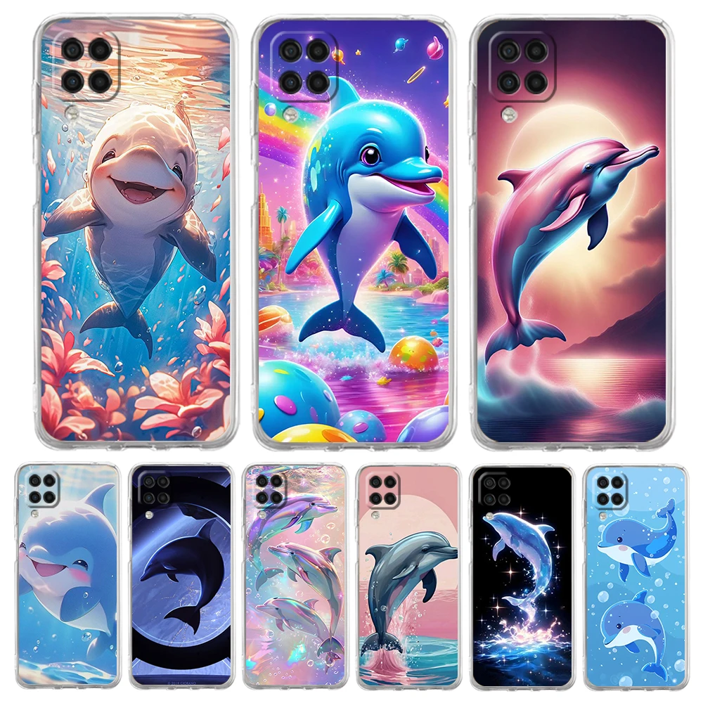 Ocean Animal Dolphin TPU Cover for Samsung Galaxy A25 A23 A22 A52S A52 A55 A72 A51 A71 A41 A31 A13 A11 5G Transparent Phone Case