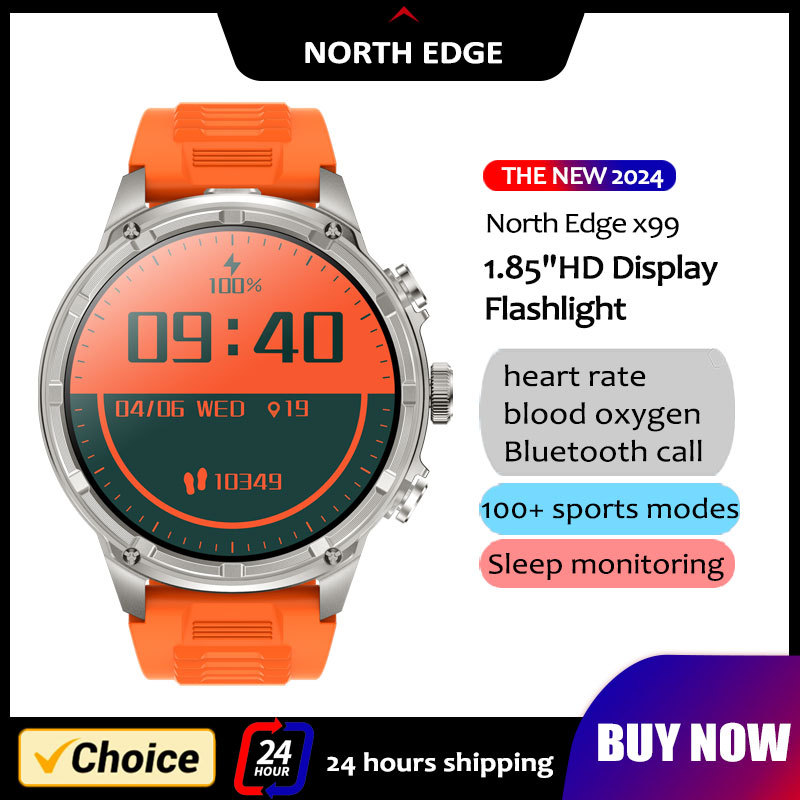 NORTH EDGE 1.85' HD Display Smart Watch Men 710mAh Large Battery Sports Fitness Tracker Heart Monitor Smartwatch For IOS Android