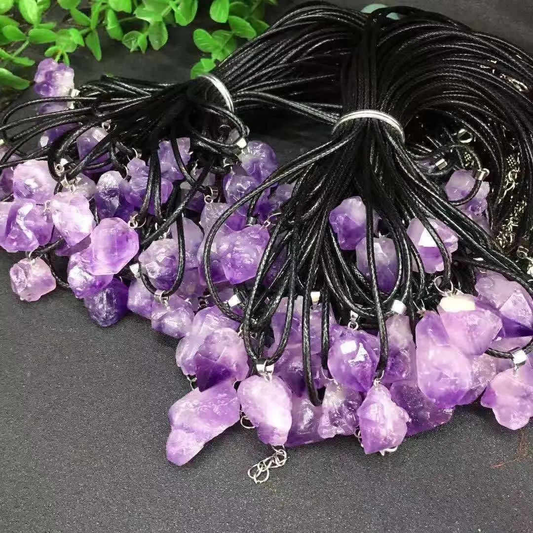 

3Pcs Amethyst Rose Quartz Pendant Crafts Natural Crystal Quartz Mineral Women Necklaces Jewelry Couple Decoration Holiday Gifts
