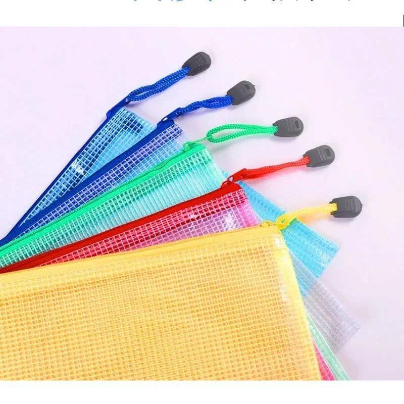 5 PCS A4 A5 A6 문서 가방 편지지 보관 폴더 파일 메쉬 지퍼 주머니 우편 파일 폴더 학교 사무용품 편지지