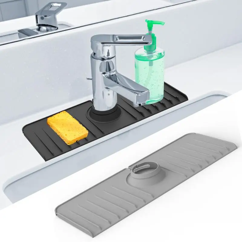 

Faucet Handle Drip Catcher Tray Sink Splash Guard Drain Mat Kitchen Sink Silicone Faucet Pad Faucet Handle Drip Catcher Tray mat